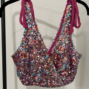 Sequin Embellished Bralette - Multicolor